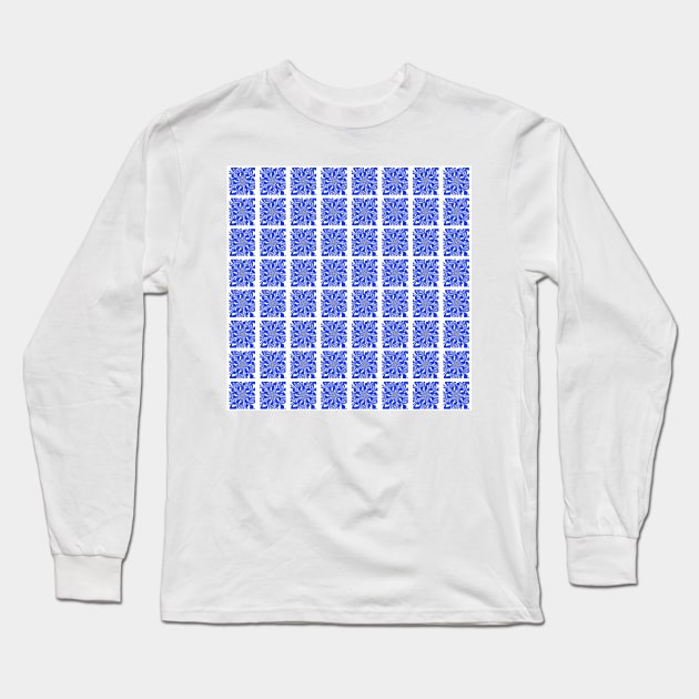 Blue and White Zebra Kaleidoscope Pattern Long Sleeve T-Shirt by Overthetopsm